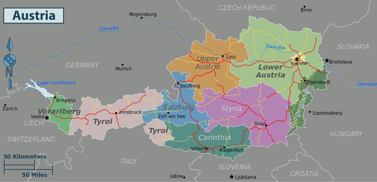 austria atraksyon mapa