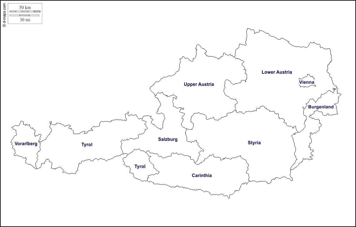 blangkong mapa ng austria