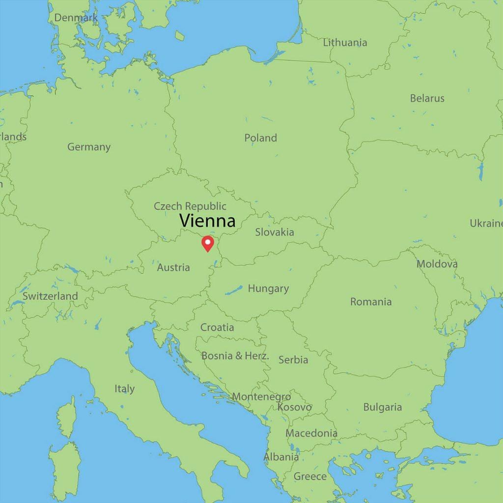 mapa ng vienna, austria at sa nakapalibot na lugar