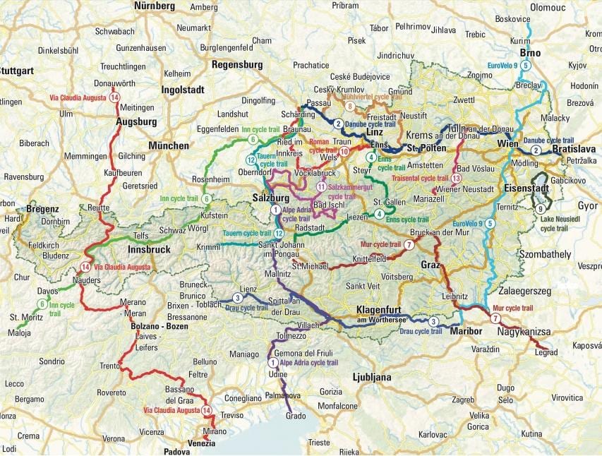 mapa ng austria pagbibisikleta