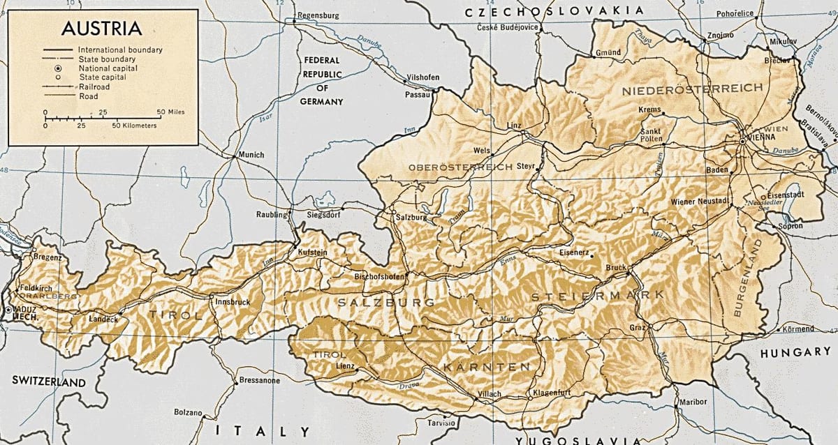 austria heograpikal na mga mapa