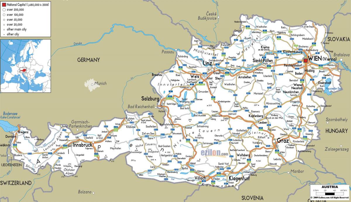 detalyadong mga mapa ng austria sa lungsod