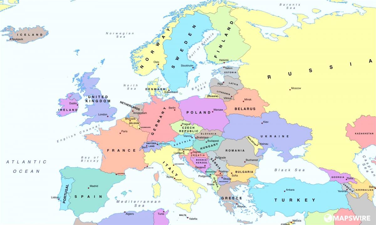 mapa ng europa na nagpapakita ng austria