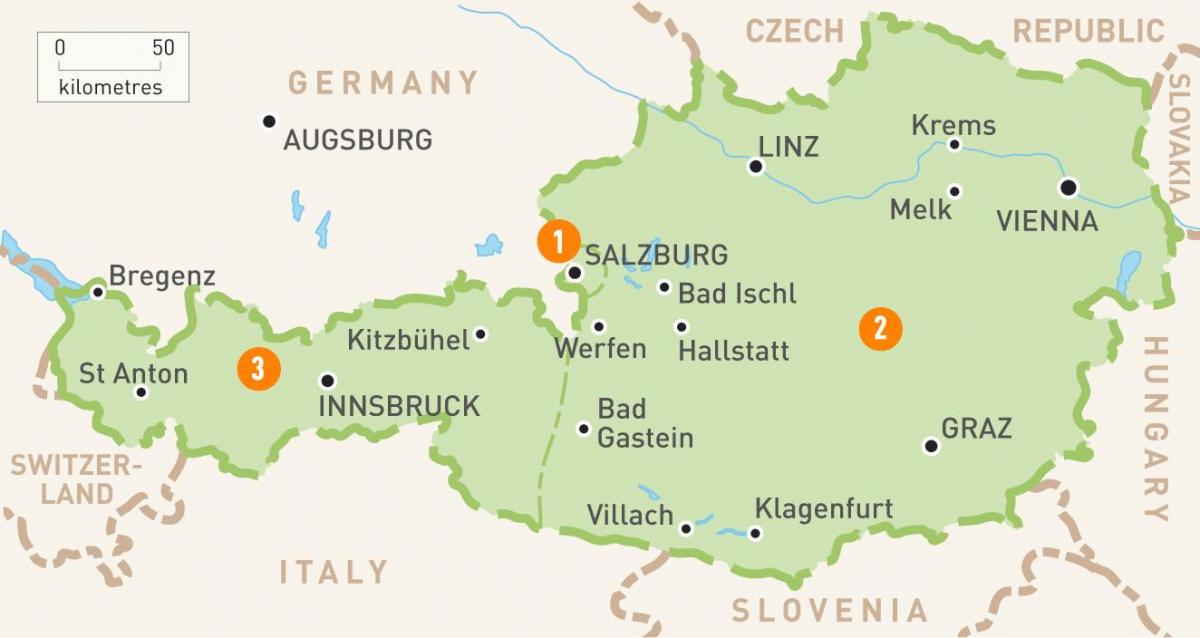 isang mapa ng austria