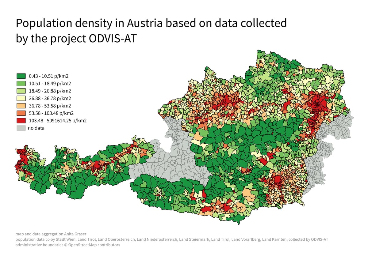 austria populasyon density mapa