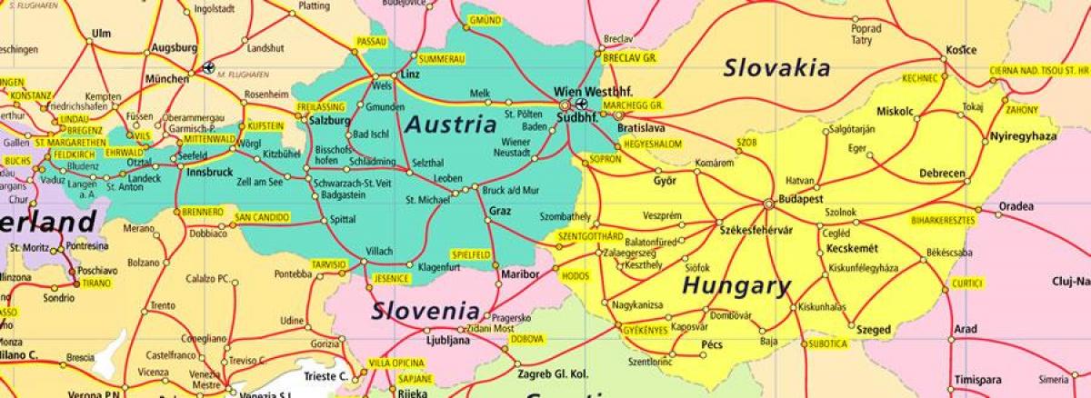 austria rail mapa