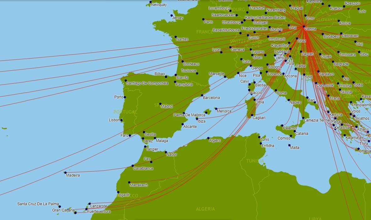 austrian airlines flight mapa