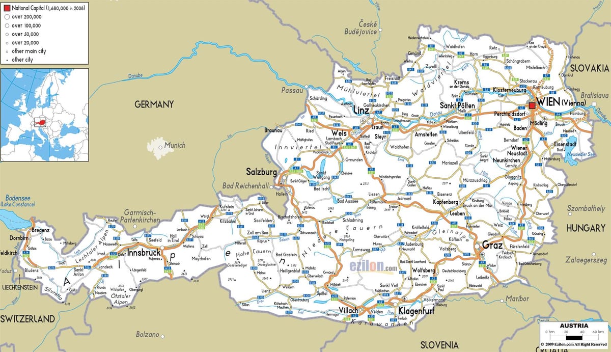 mapa ng austrian ruta