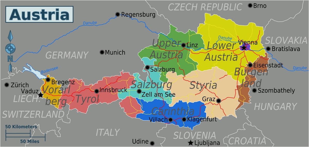 mapa ng austrian unidos