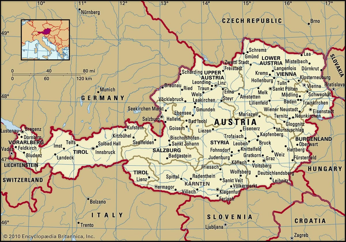 mapa ng kastilyo sa austria