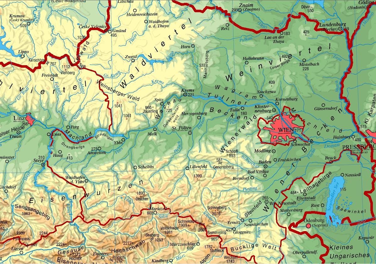 mapa ng lower austria