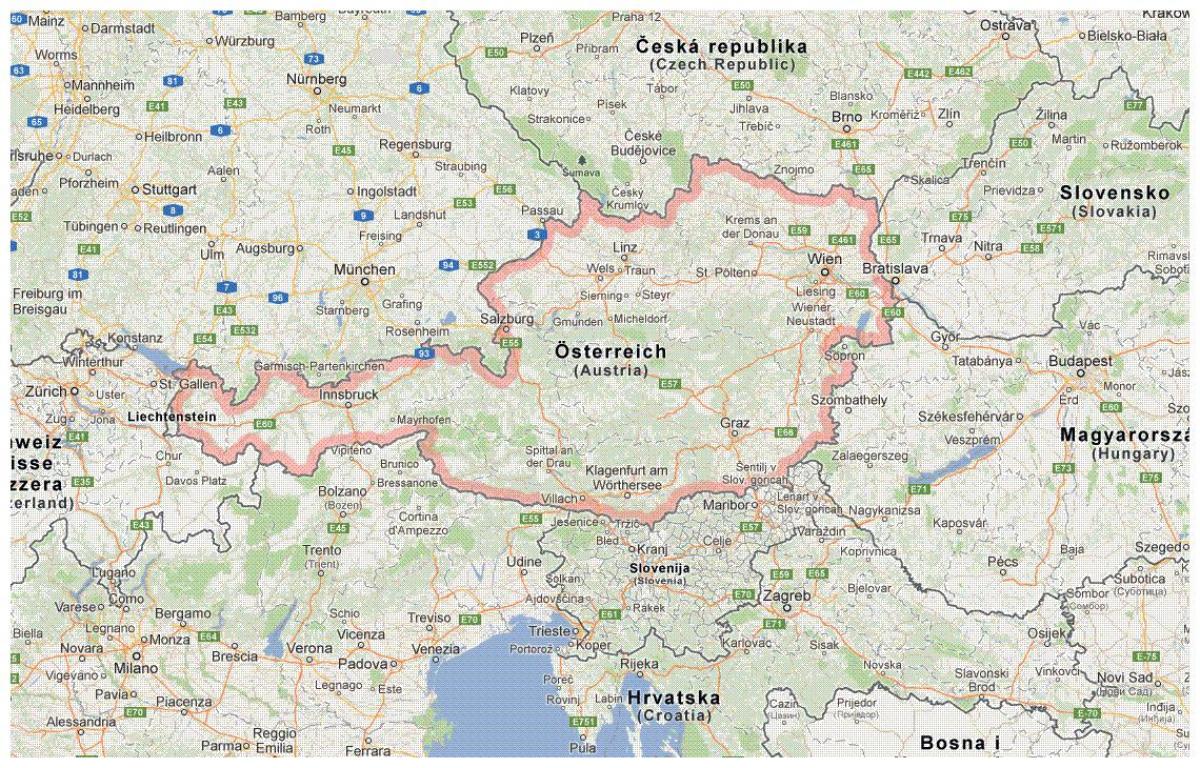 mapa ng austria at mga kalapit na bansa