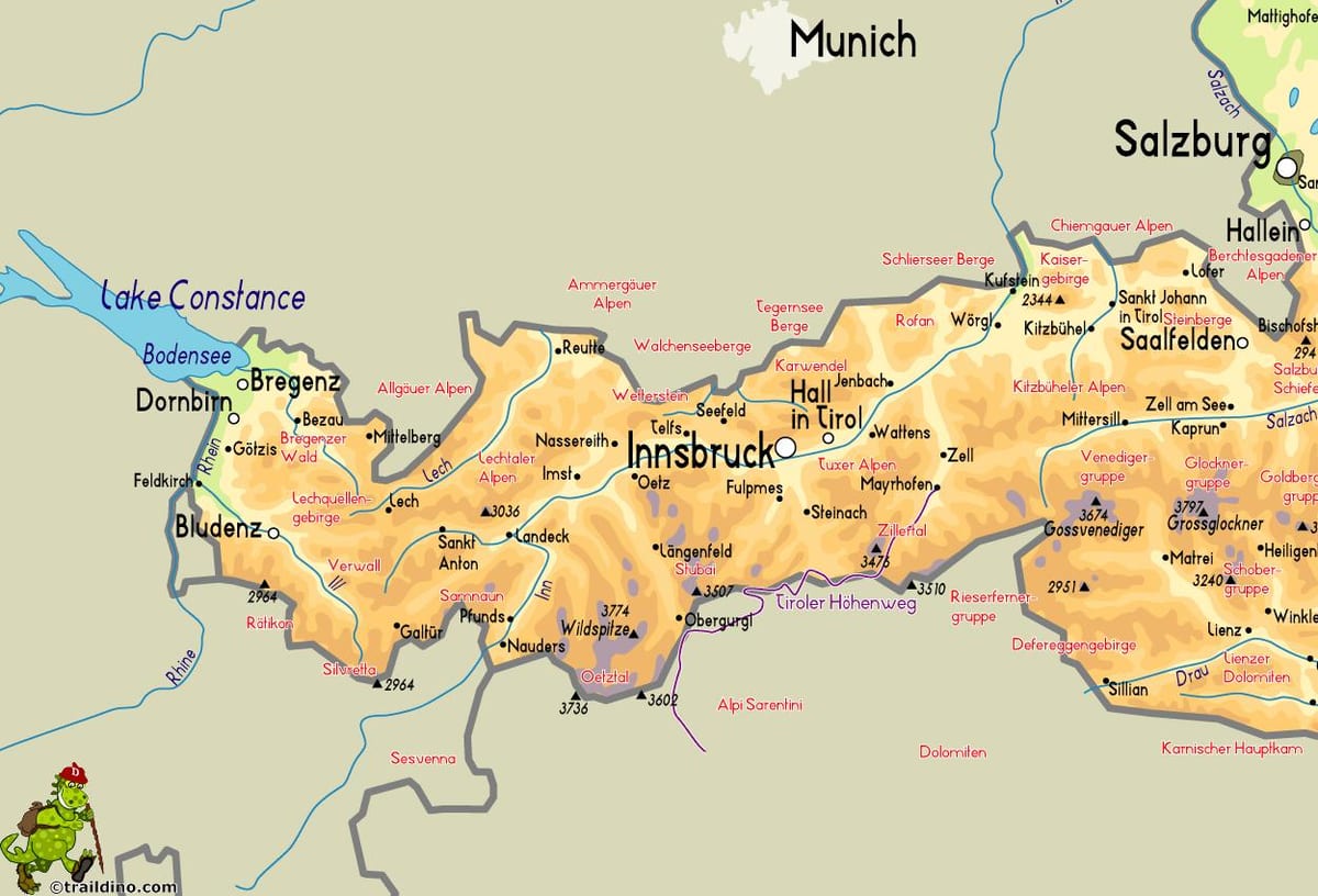 mapa ng mayrhofen austria