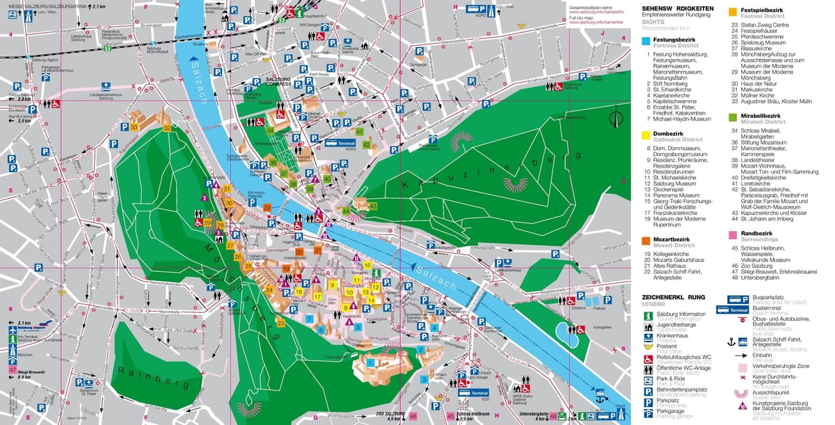 mapa ng mga turista mapa ng salzburg austria