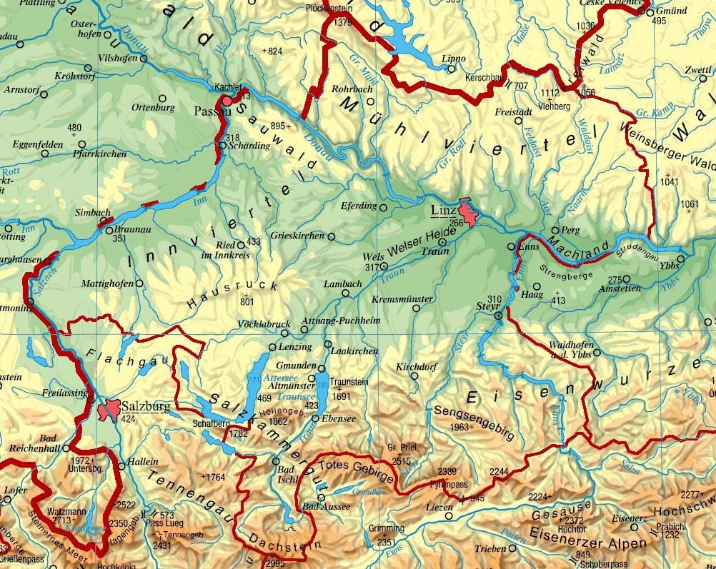 mapa ng upper austria