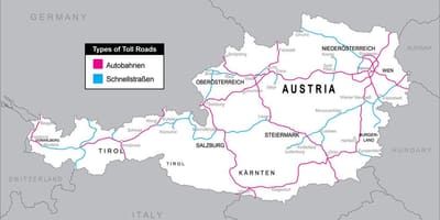 Ang mga Toll kalsada sa austria mapa