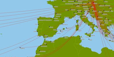 Austrian airlines flight mapa