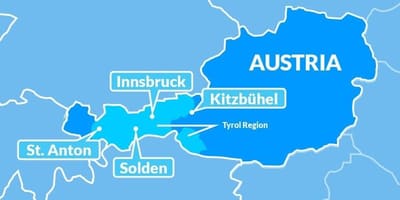 Mapa ng mapa ng tyrol rehiyon austria